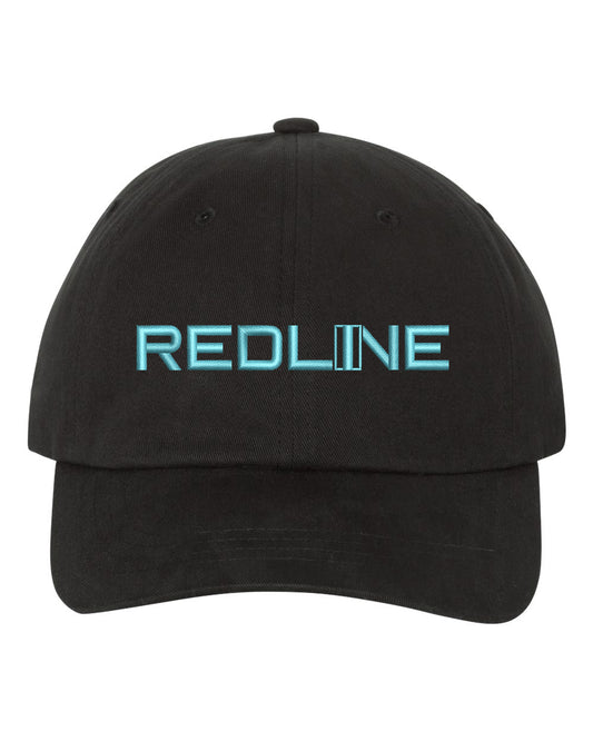 Redline Dad Hat Cyan Blue on Black - Underground Raffles